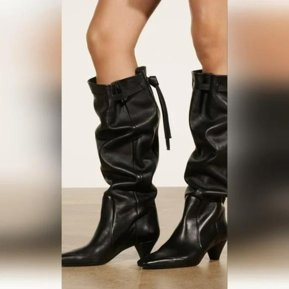 ZARA RUCHED SOFT LEATHER BOOTS LIMITED EDITION